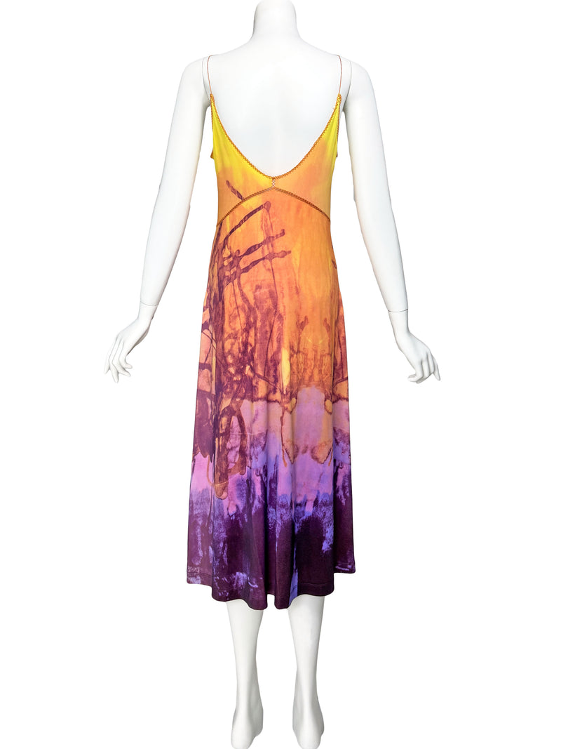 Plein Sud Jeans Y2K Sunset Print Midi Dress