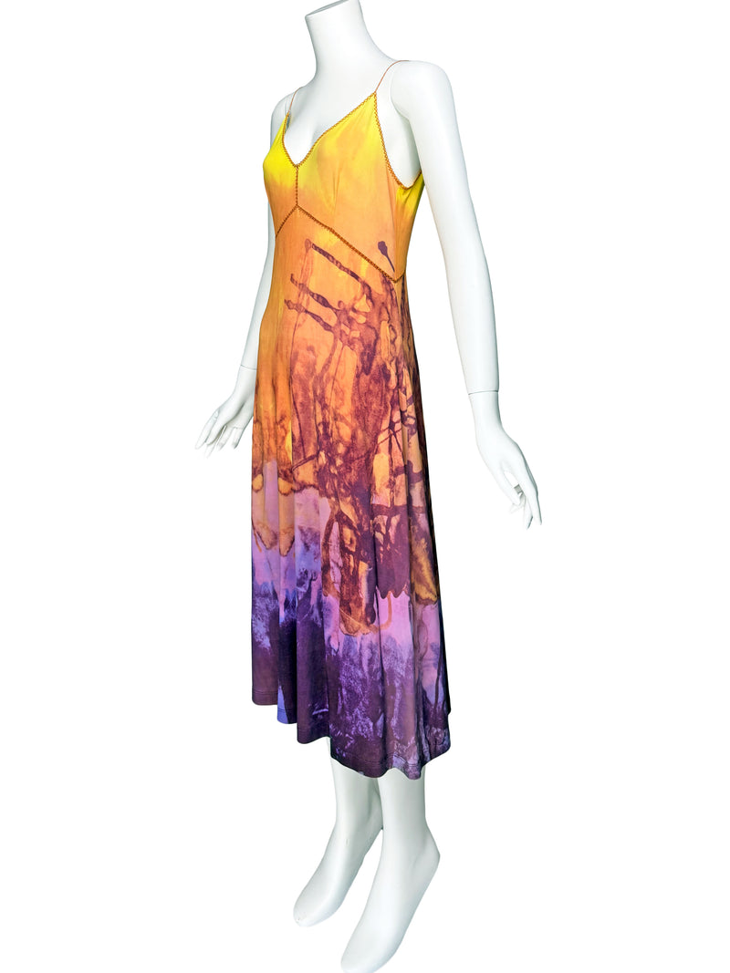 Plein Sud Jeans Y2K Sunset Print Midi Dress