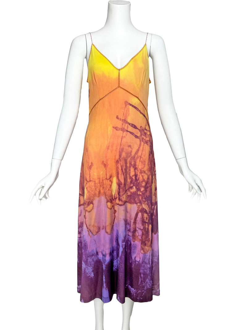 Plein Sud Jeans Y2K Sunset Print Midi Dress