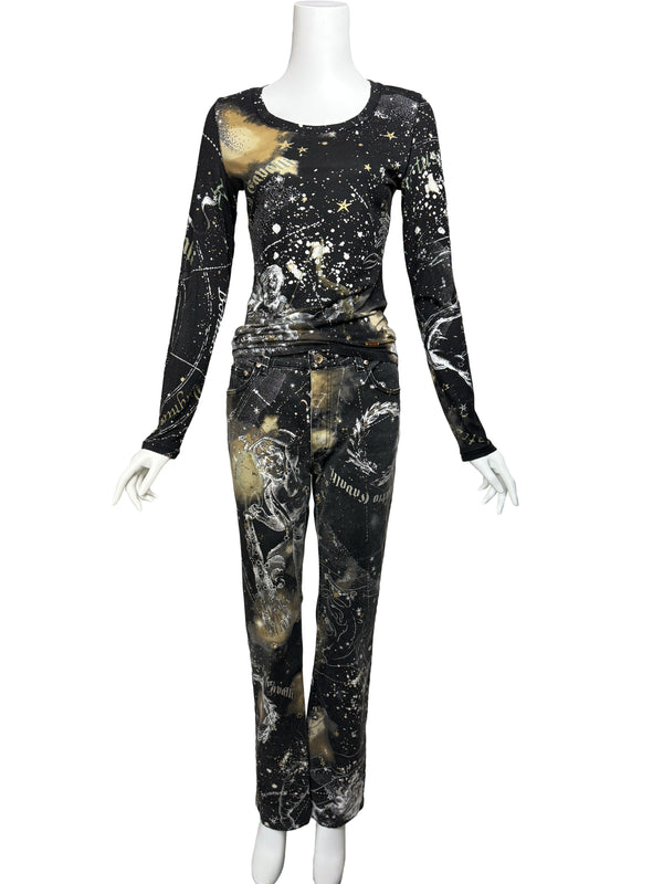 Roberto Cavalli A/W 2003 Constellation Print Top & Jeans Set