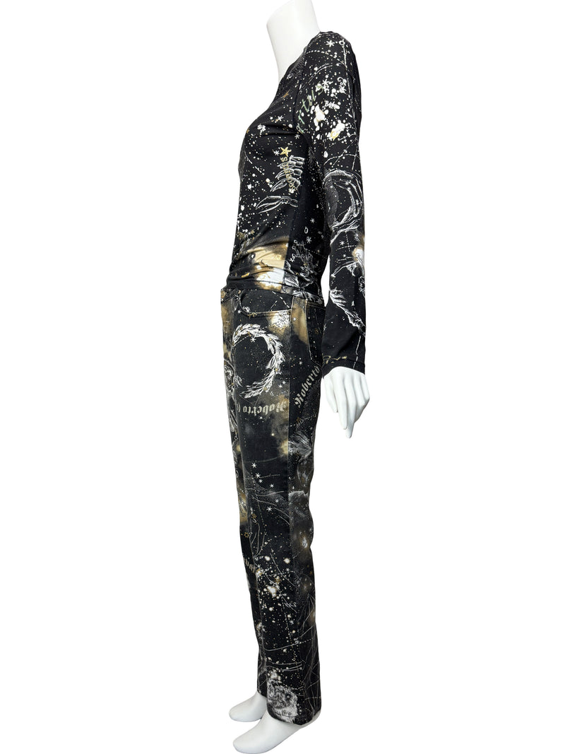 Roberto Cavalli A/W 2003 Constellation Print Top & Jeans Set