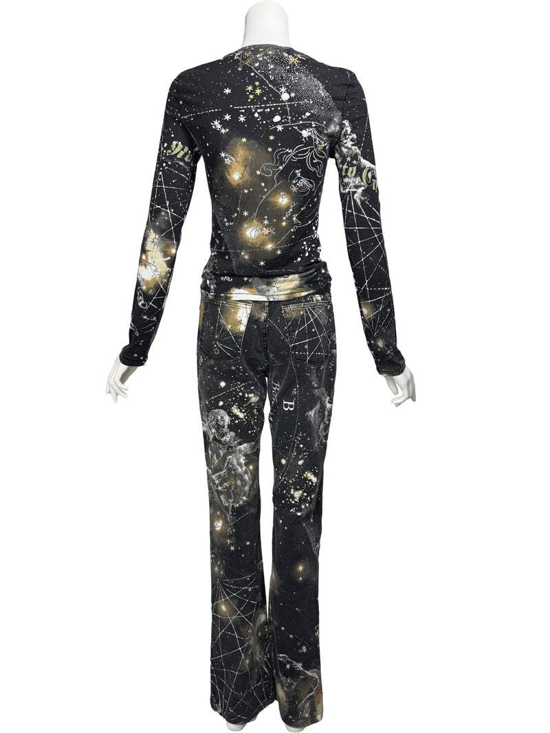 Roberto Cavalli A/W 2003 Constellation Print Top & Jeans Set