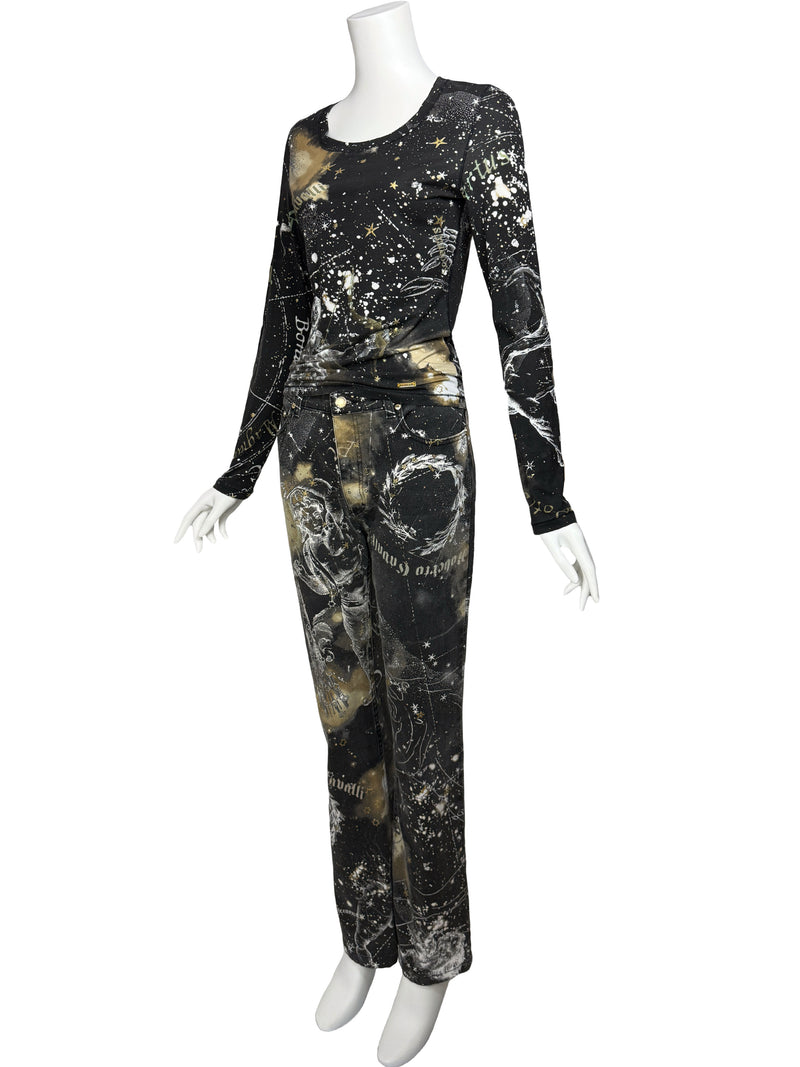 Roberto Cavalli A/W 2003 Constellation Print Top & Jeans Set