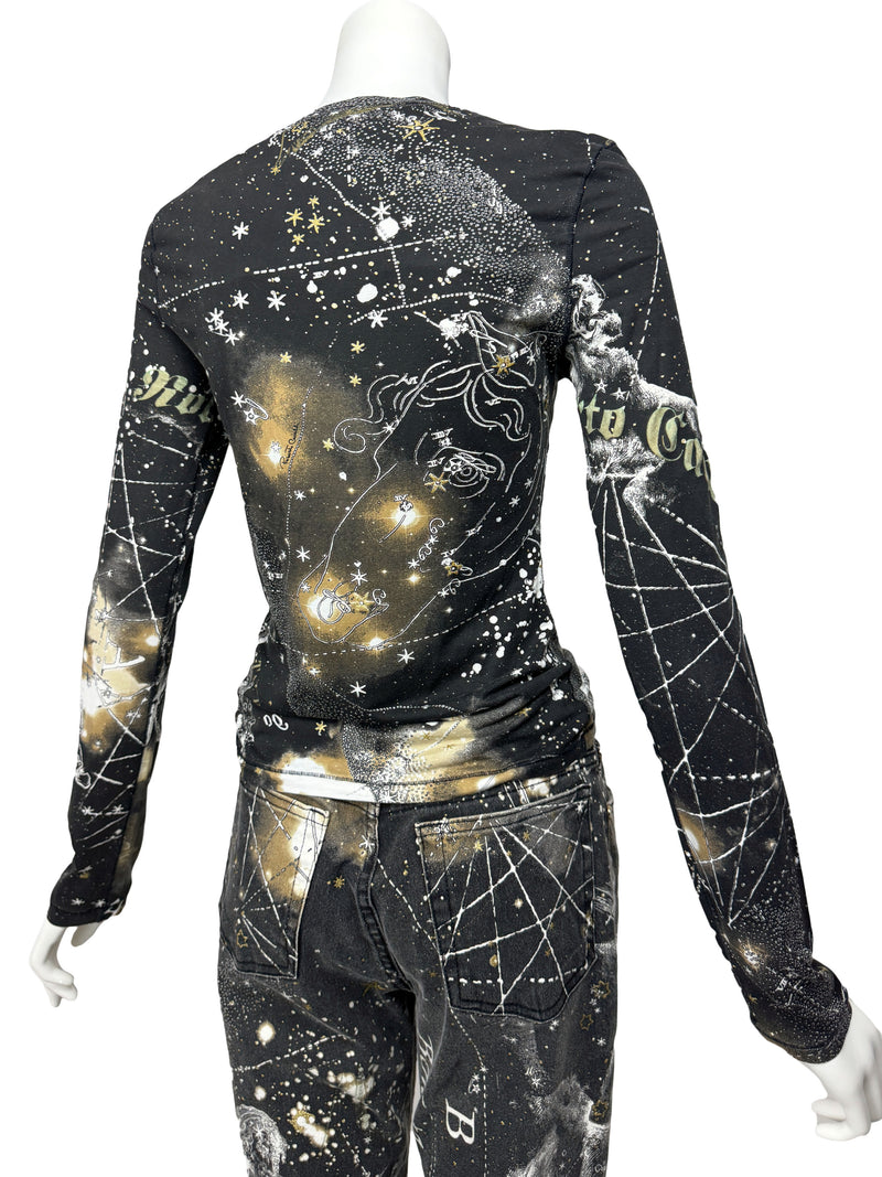 Roberto Cavalli A/W 2003 Constellation Print Top & Jeans Set