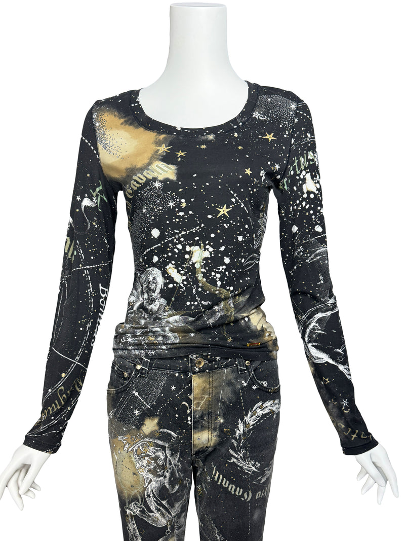 Roberto Cavalli A/W 2003 Constellation Print Top & Jeans Set