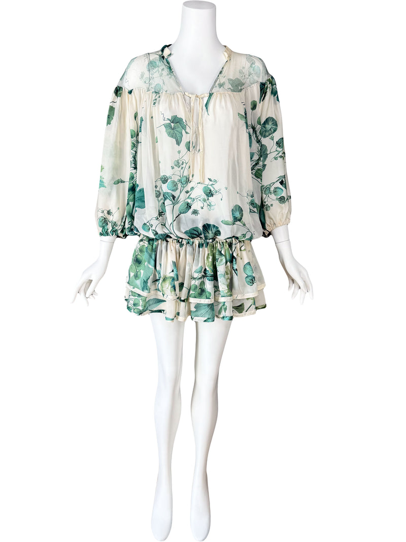 Roberto Cavalli S/S 2005 Botanical Print Silk Mini Dress