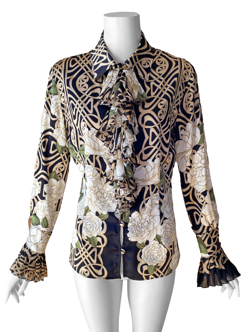 Roberto Cavalli 2006 Art Nouveau Print Blouse