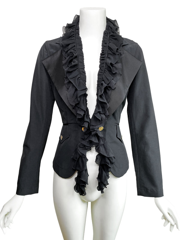 Roberto Cavalli 2007 Black Ruffle Jacket