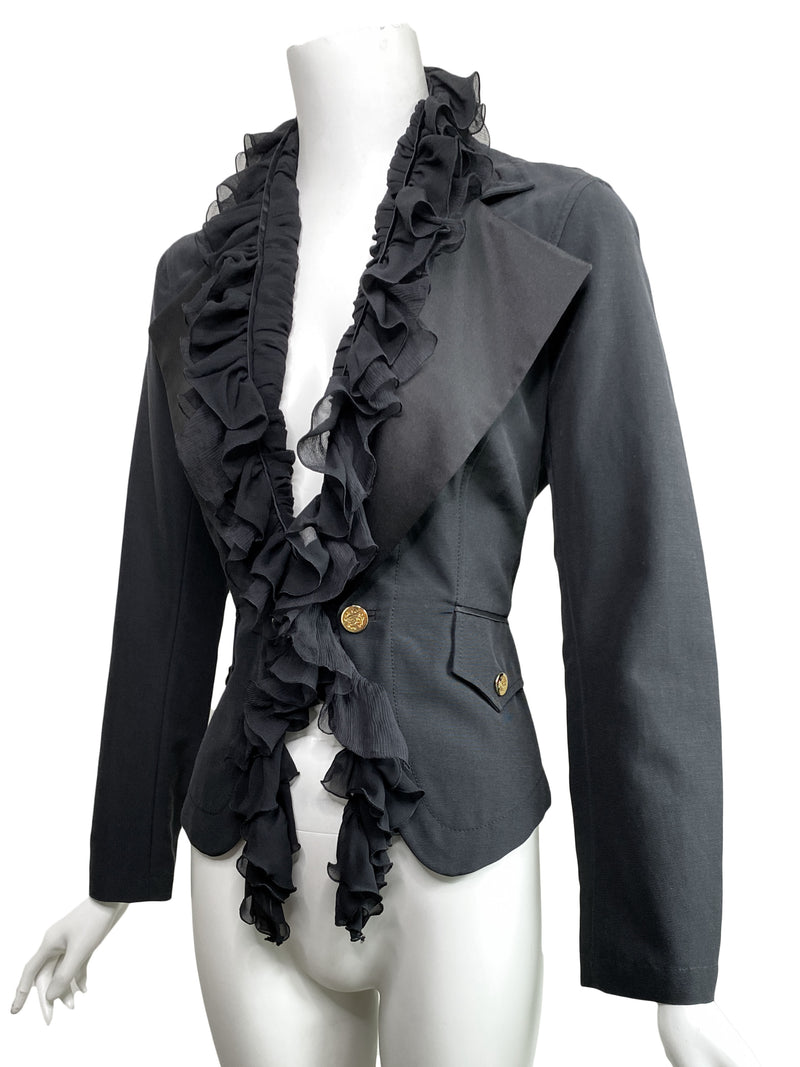 Roberto Cavalli 2007 Black Ruffle Jacket