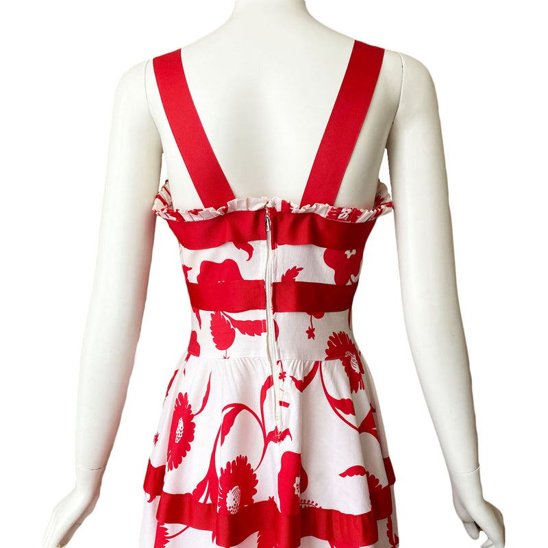 1940s Red Hibiscus Maxi Dress