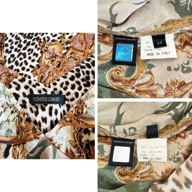 Roberto Cavalli A/W 2005 Baroque Print Silk Midi Dress