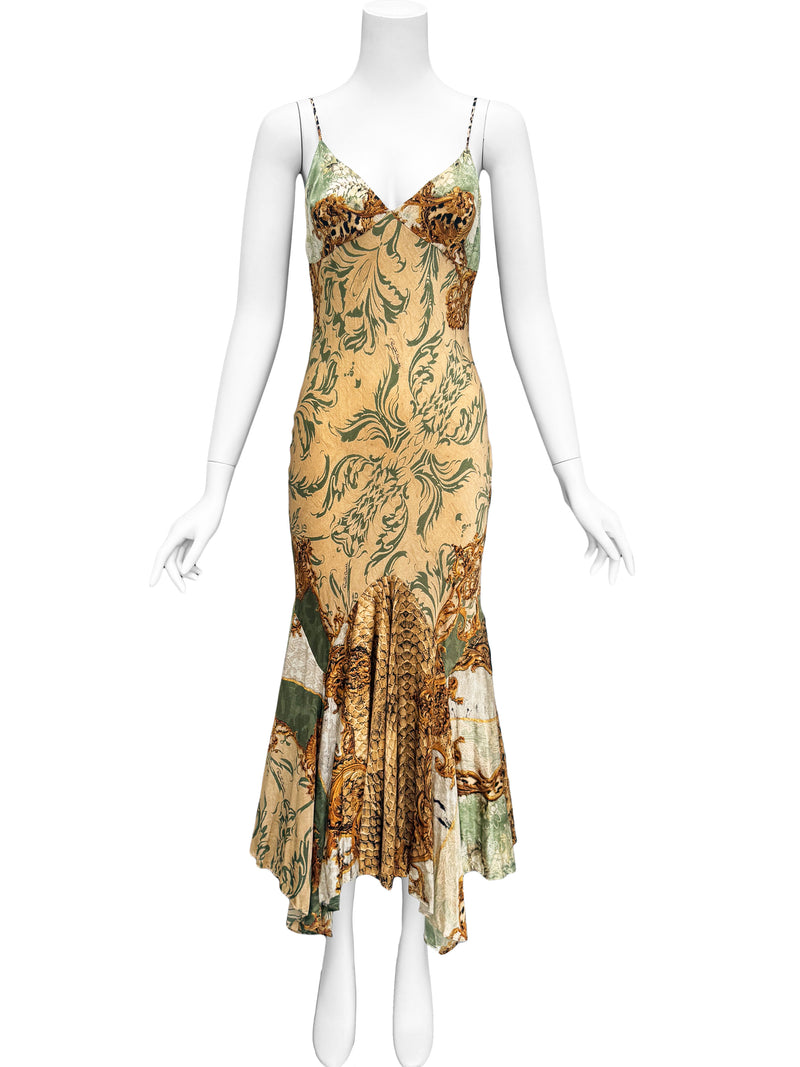 Roberto Cavalli A/W 2005 Baroque Print Silk Midi Dress