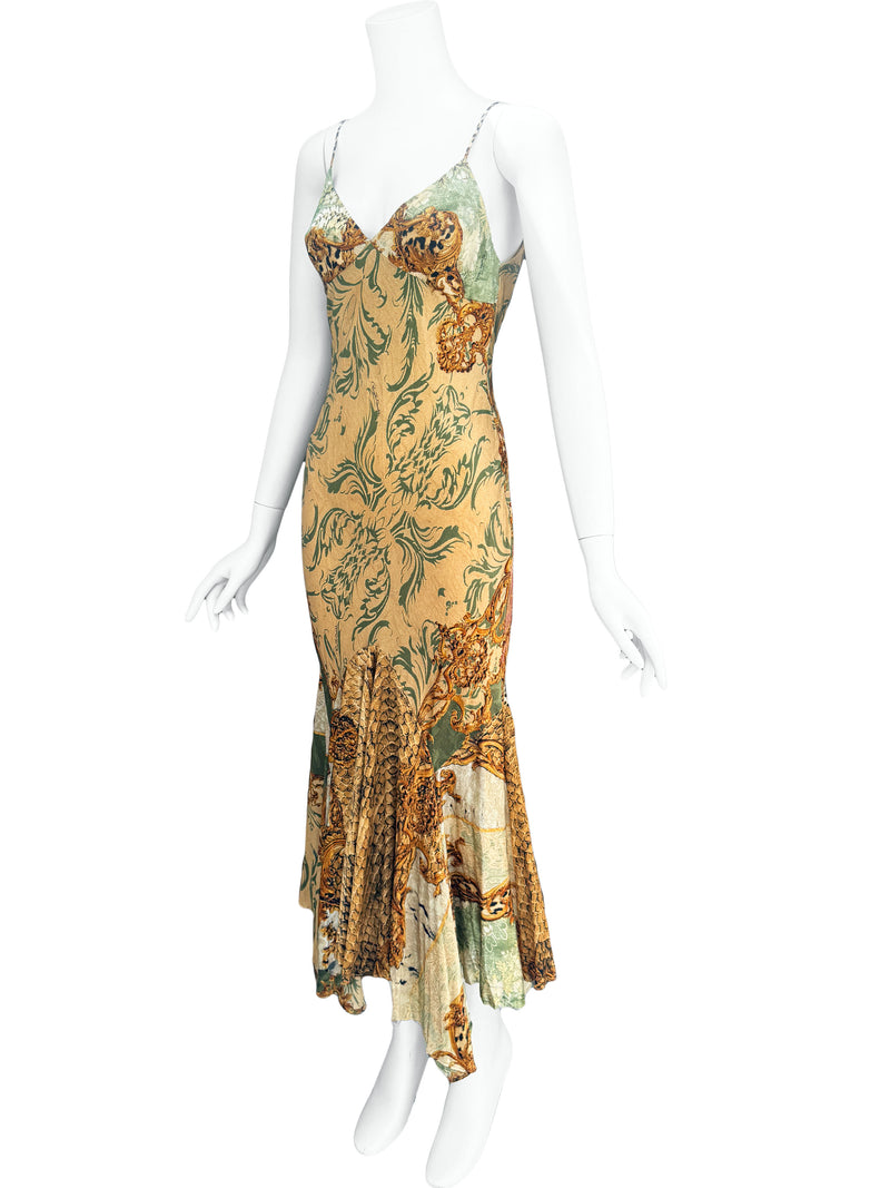 Roberto Cavalli A/W 2005 Baroque Print Silk Midi Dress