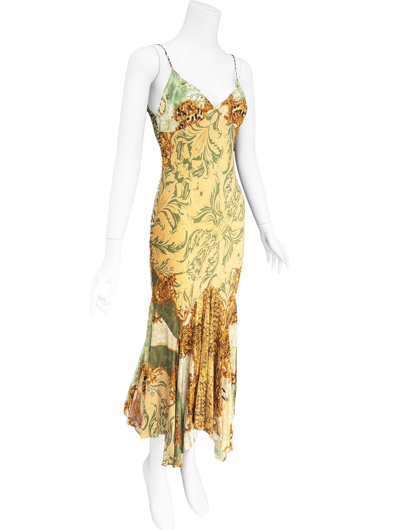 Roberto Cavalli A/W 2005 Baroque Print Silk Midi Dress