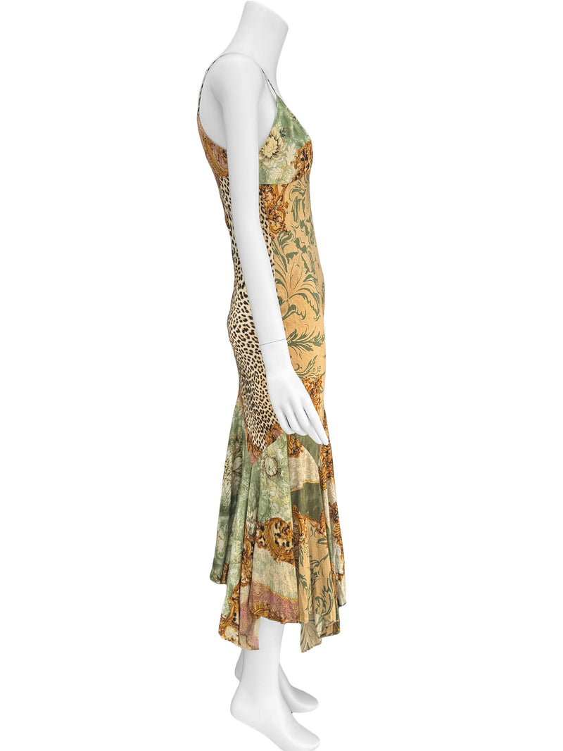 Roberto Cavalli A/W 2005 Baroque Print Silk Midi Dress