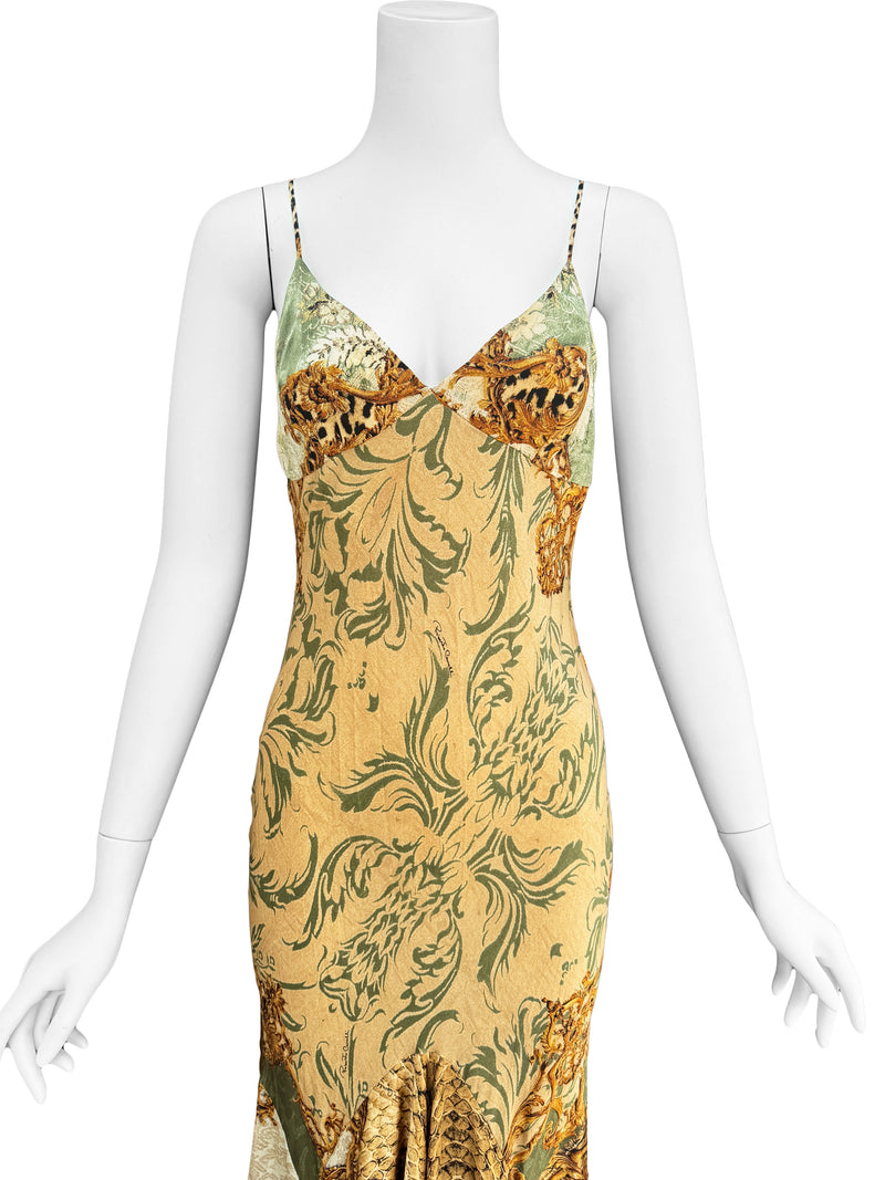 Roberto Cavalli A/W 2005 Baroque Print Silk Midi Dress
