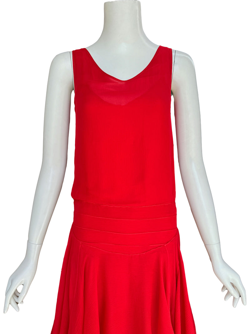 Art Deco 1930s Scarlet Silk Dress
