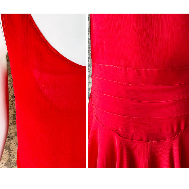 Art Deco 1930s Scarlet Silk Dress