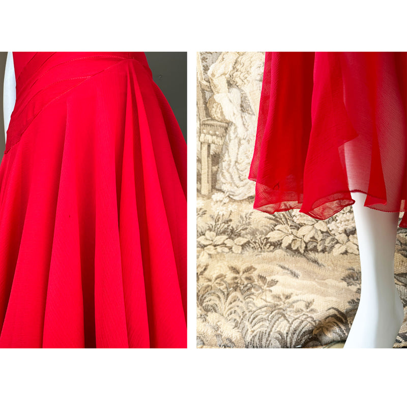 Art Deco 1930s Scarlet Silk Dress
