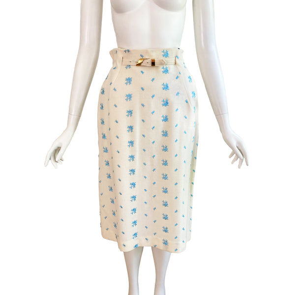1960s Embroidered Pencil Skirt