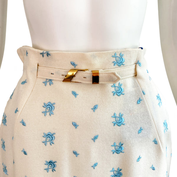 1960s Embroidered Pencil Skirt