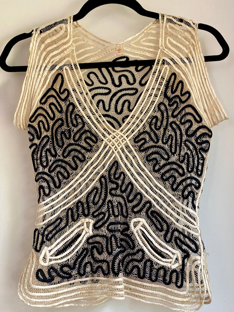 1930s Handmade Silk Soutache Top