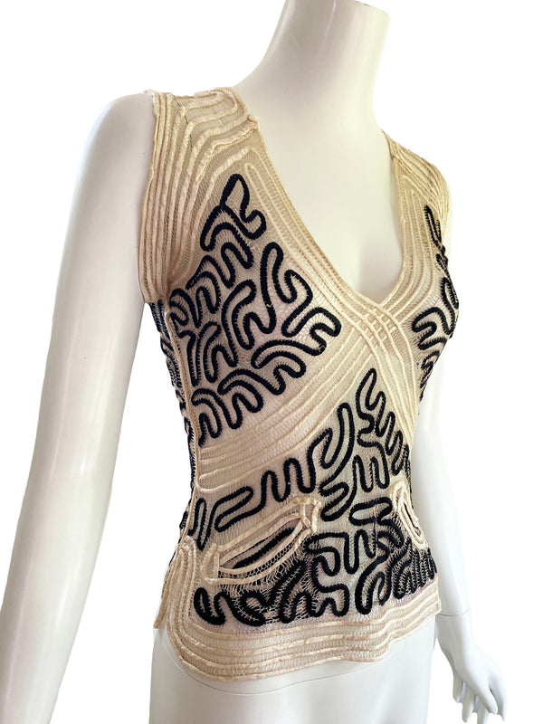 1930s Handmade Silk Soutache Top