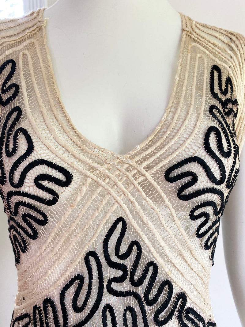 1930s Handmade Silk Soutache Top