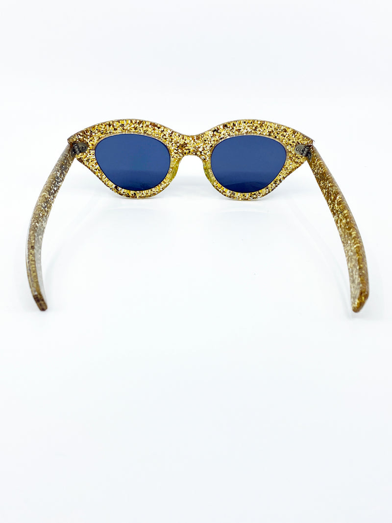 1950s Gold Glitter Sunglasses