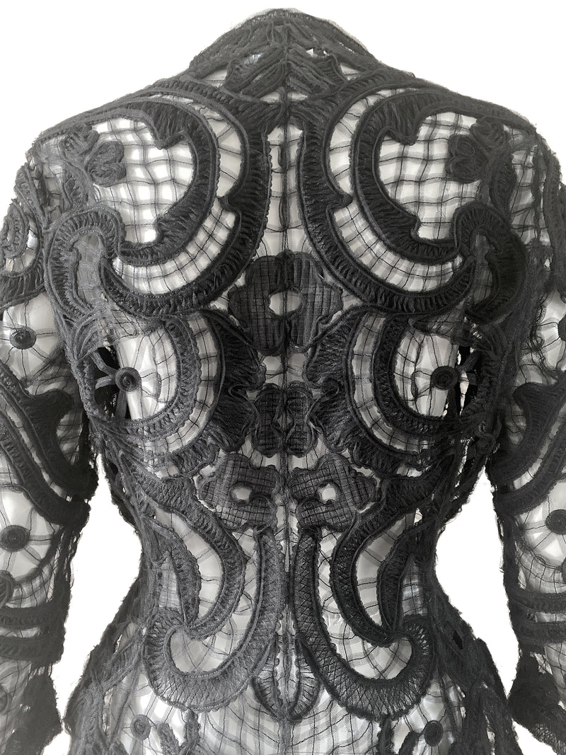 Thierry Mugler 1990s Black Ribbon Lace Jacket