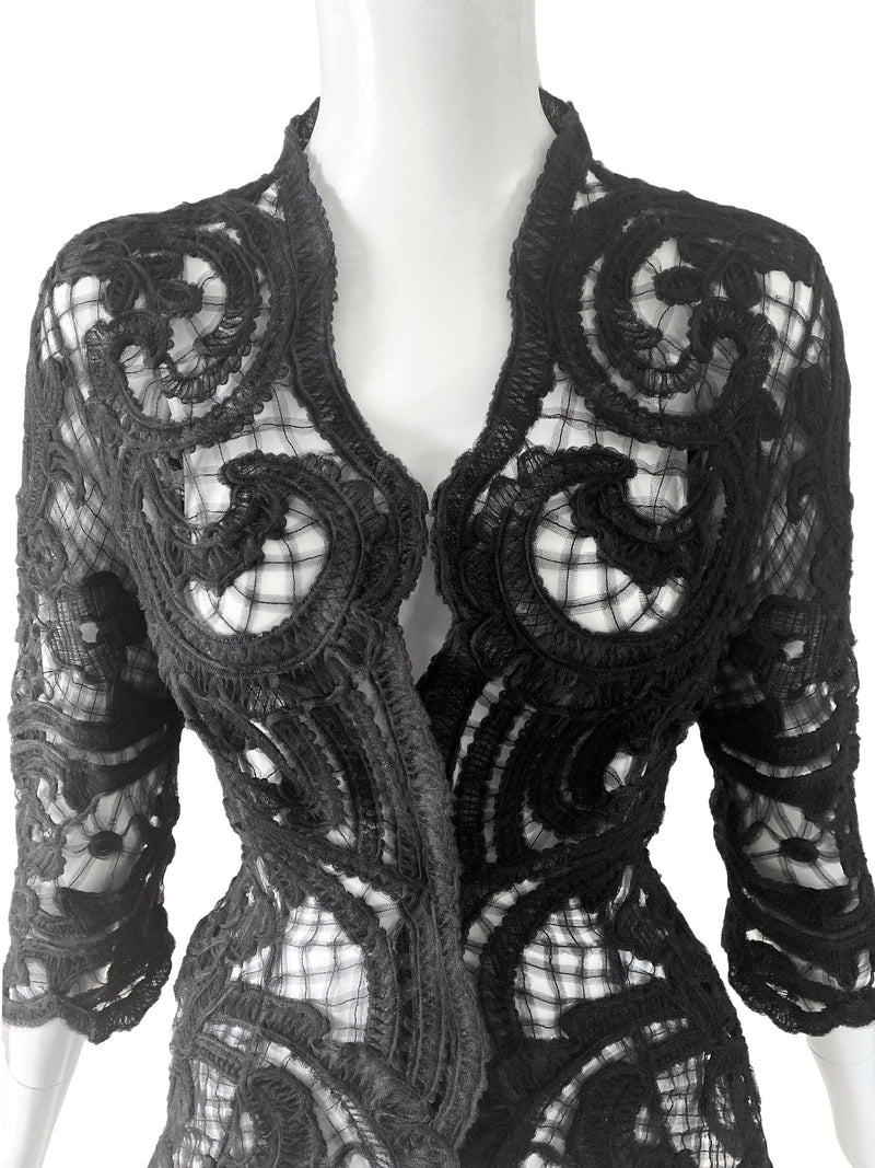 Thierry Mugler 1990s Black Ribbon Lace Jacket