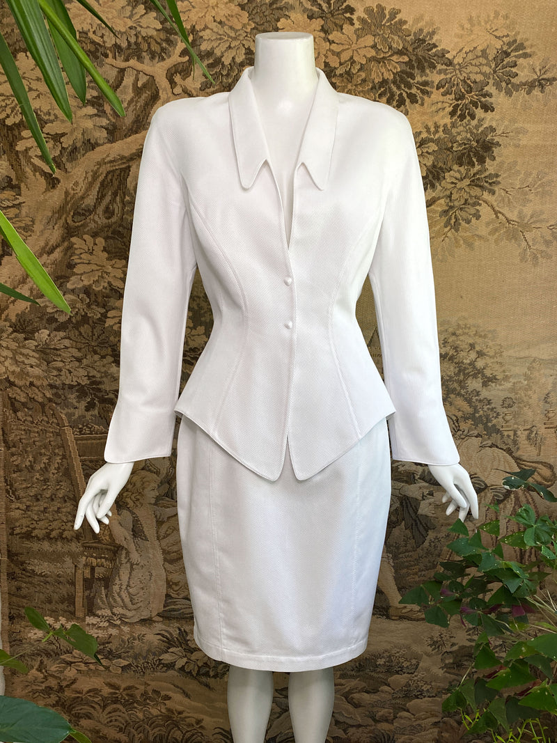 Thierry Mugler 1990s White Skirt Suit