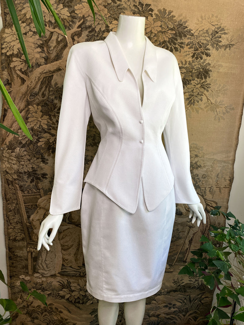 Thierry Mugler 1990s White Skirt Suit