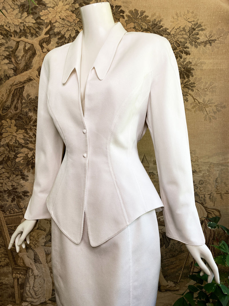 Thierry Mugler 1990s White Skirt Suit