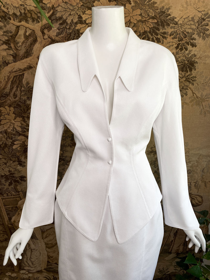 Thierry Mugler 1990s White Skirt Suit