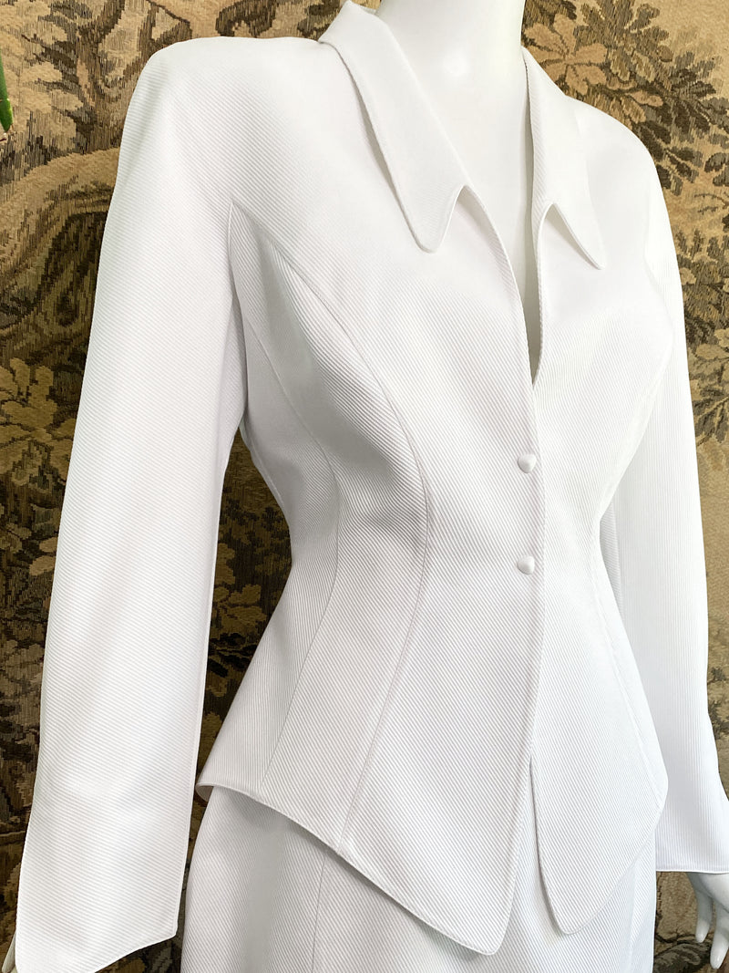 Thierry Mugler 1990s White Skirt Suit