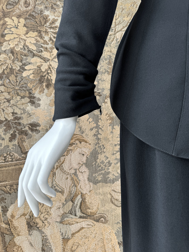 Thierry Mugler 1990s Velvet & Satin Trimmed Skirt Suit