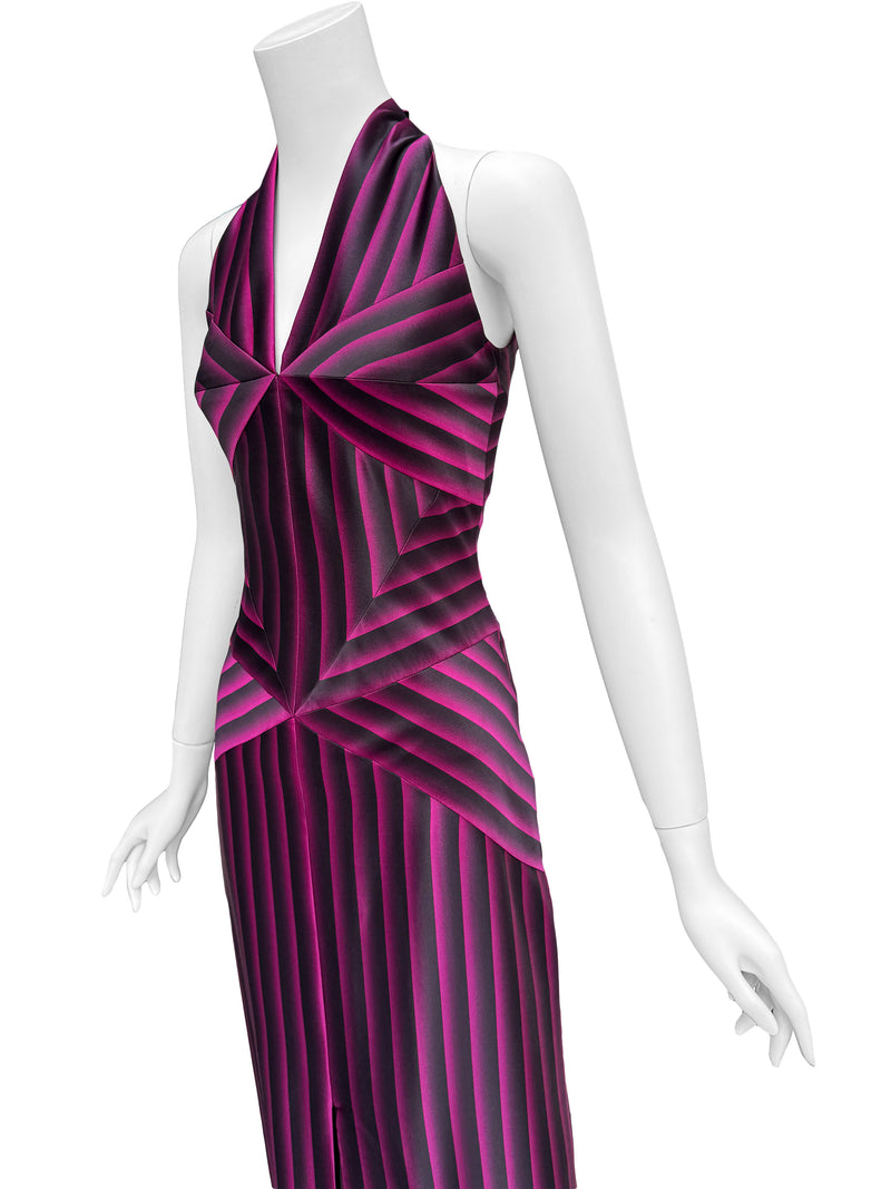 Thierry Mugler A/W 2001 Striped Silk Gown