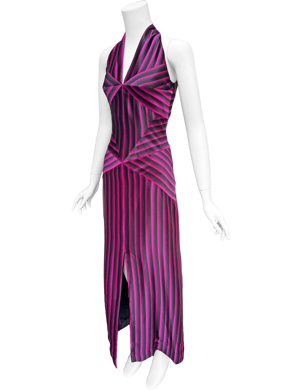 Thierry Mugler A/W 2001 Striped Silk Gown