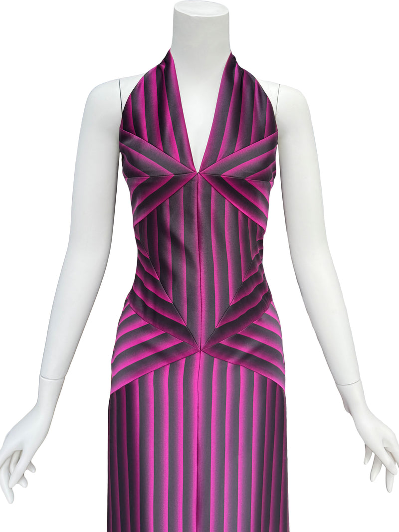 Thierry Mugler A/W 2001 Striped Silk Gown