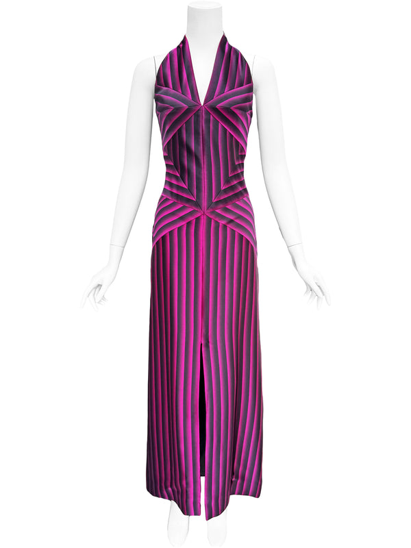 Thierry Mugler A/W 2001 Striped Silk Gown