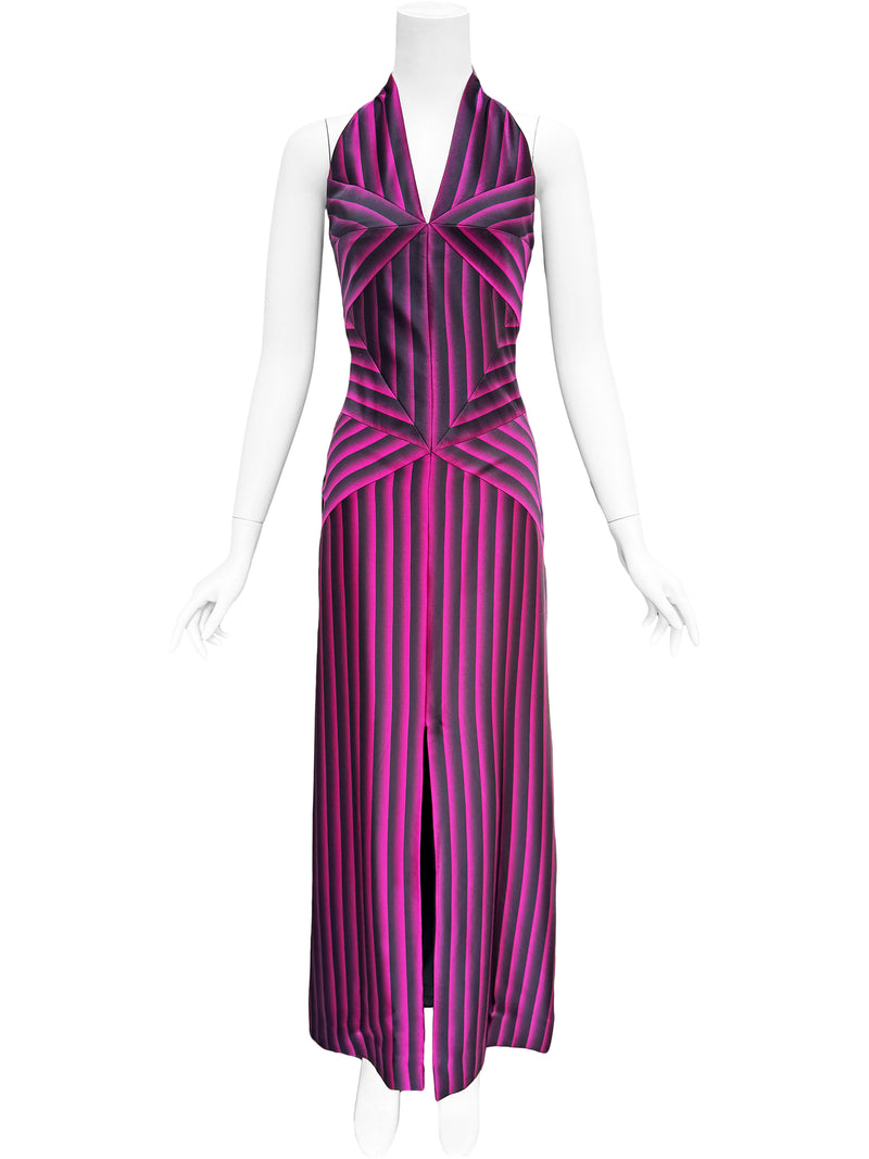 Thierry Mugler A/W 2001 Striped Silk Gown