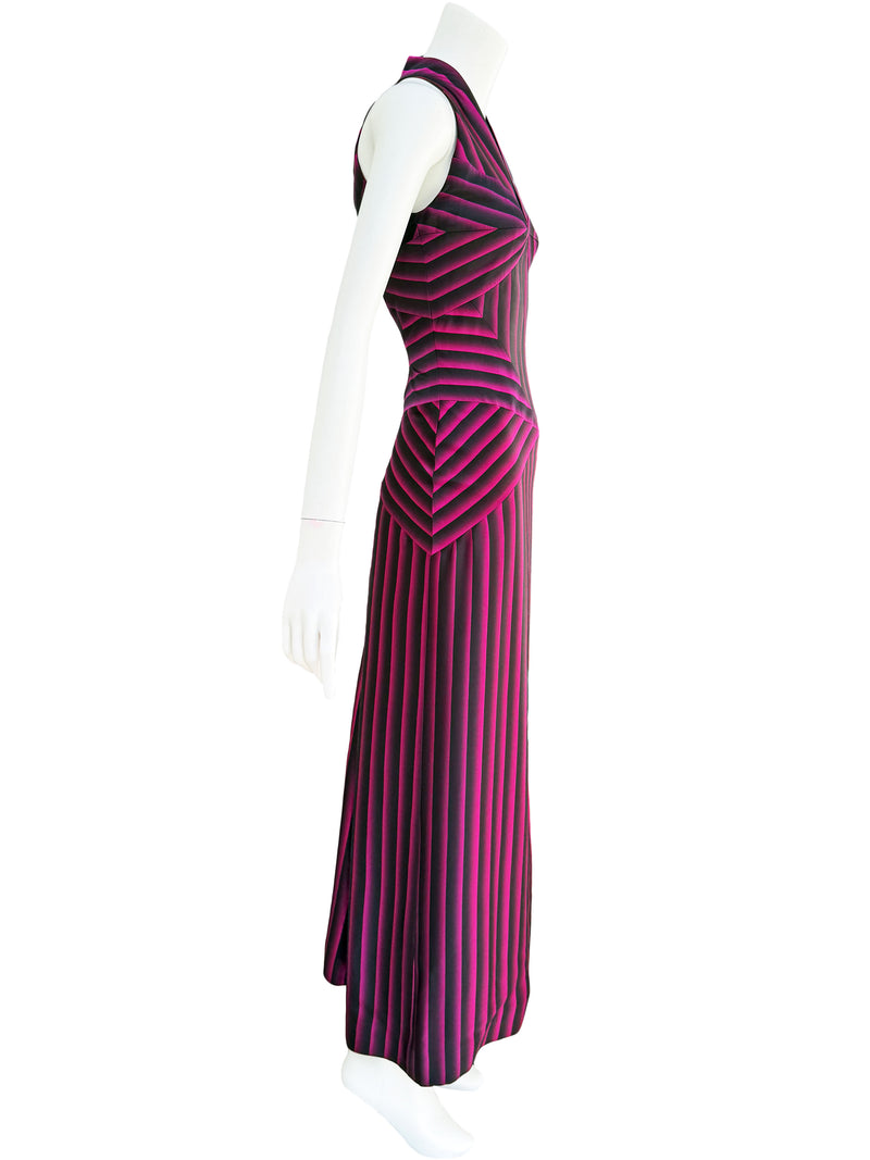 Thierry Mugler A/W 2001 Striped Silk Gown