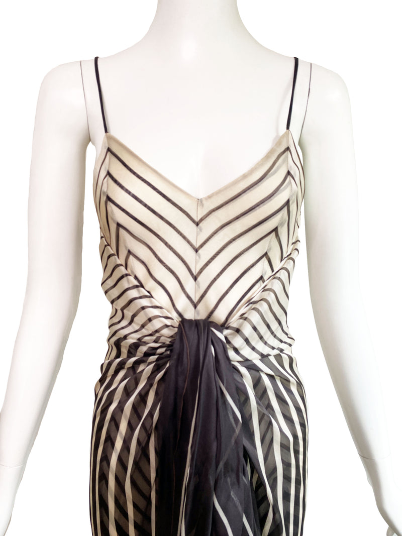 Valentino S/S 2001 Deco Striped Silk Gown