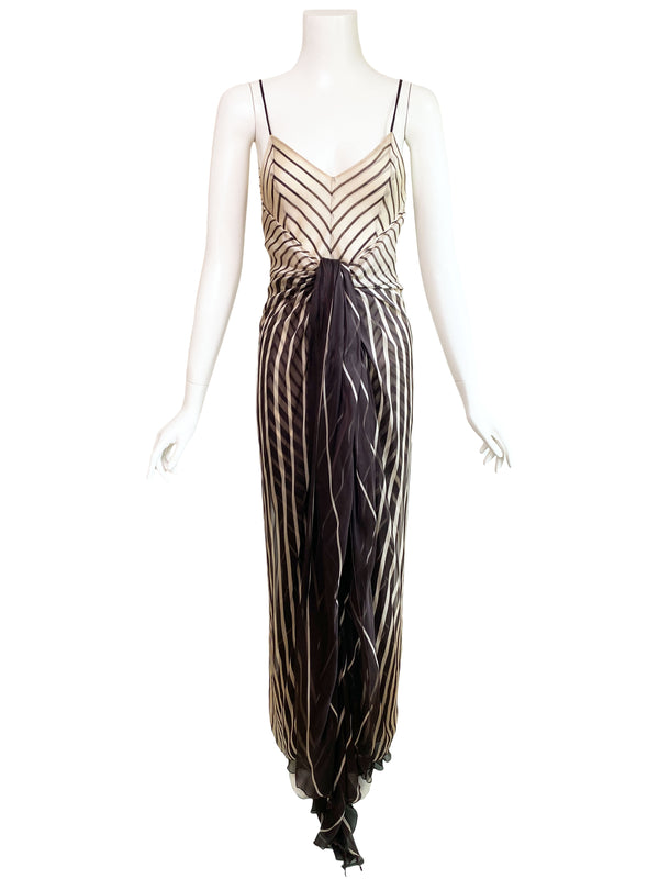 Valentino S/S 2001 Deco Striped Silk Gown