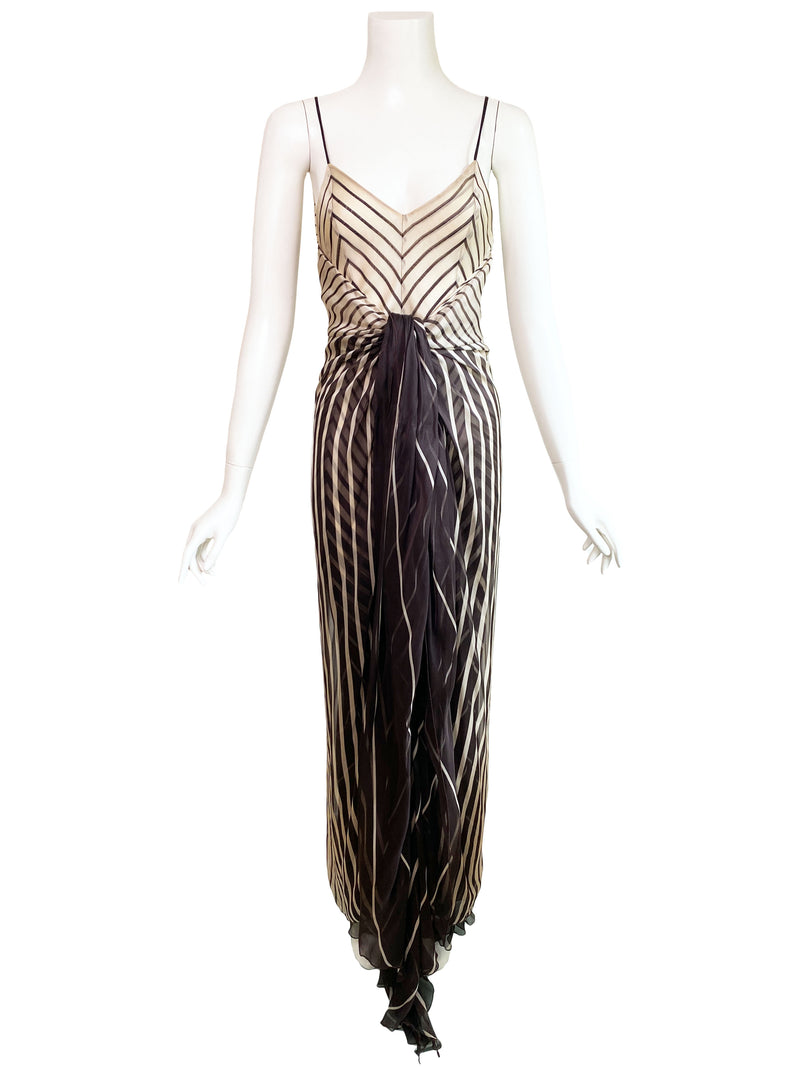 Valentino S/S 2001 Deco Striped Silk Gown