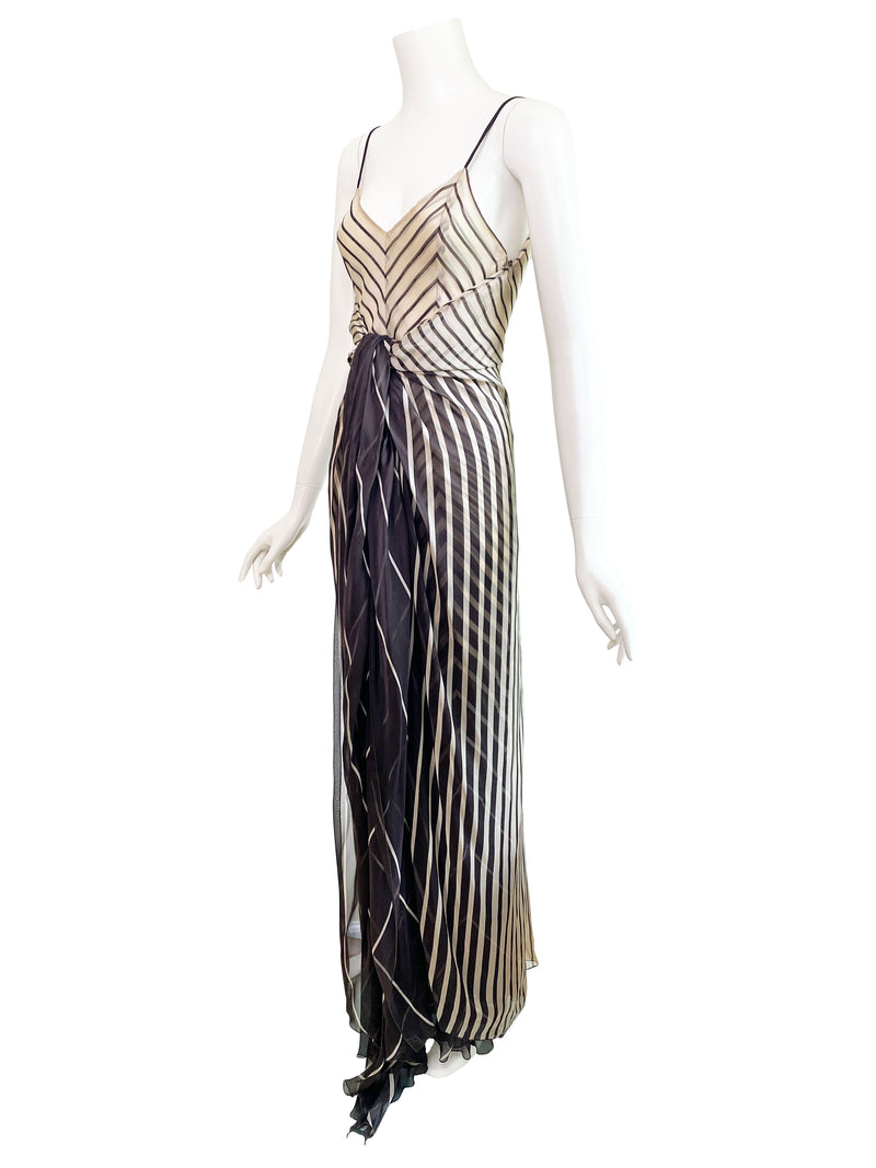 Valentino S/S 2001 Deco Striped Silk Gown