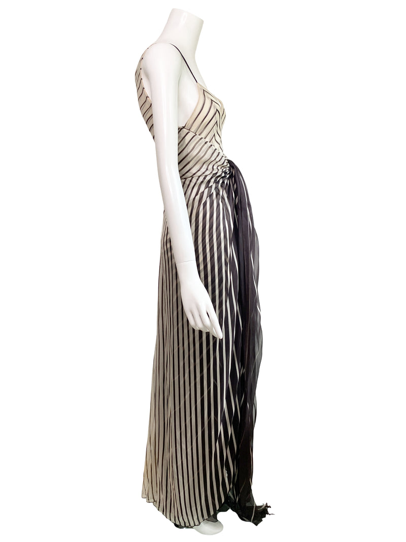 Valentino S/S 2001 Deco Striped Silk Gown