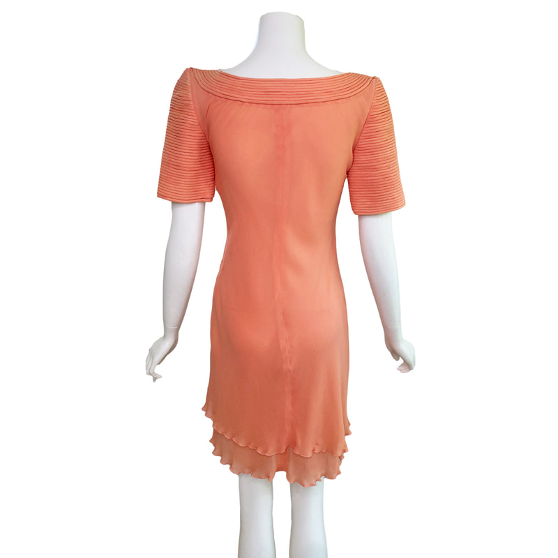 Valentino Night 1980s Coral Silk Dress