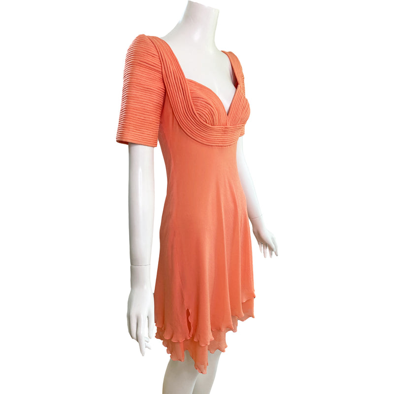 Valentino Night 1980s Coral Silk Dress
